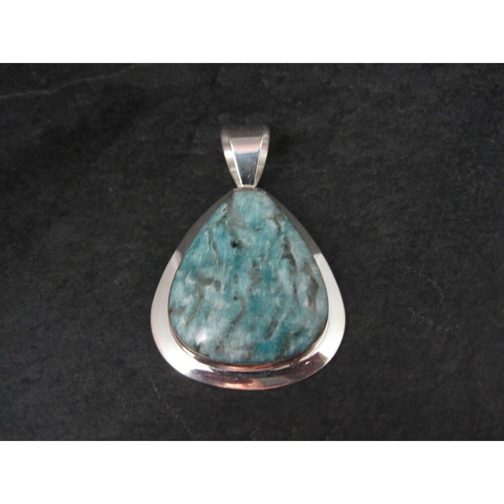 Large Sterling Silver Amazonite Pendant Jay King Desert Rose Trading NOS
